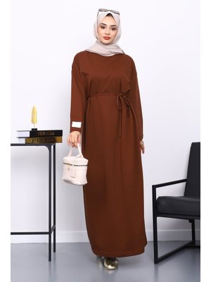 İmaj Butik Kahverengi İki İplik Modal Elbise