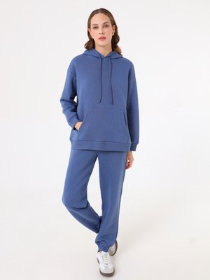 Benin İndigo Oversize Sweatshirt Ve Manşetli Eşofman Altı İkili Takım