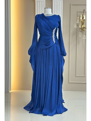 Amine Hüma Lacivert Bade Abiye Elbise