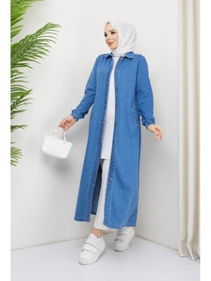 Pamuk Butik Denim Düğme Kapamalı Kot Kap