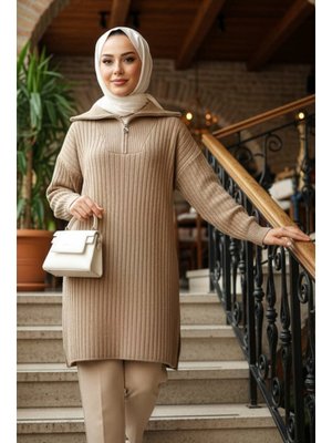 Neva Style Fitilli Bisküvi Triko Kazak Tunik 85521bs