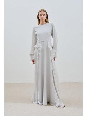 MANUKA Katlı Piliseli Elbise Taş