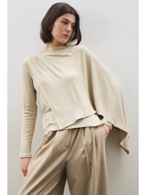 MANUKA Şal Detaylı Dökümlü Bluz Taş