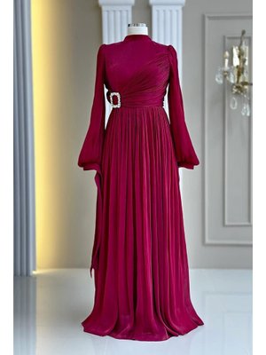 Amine Hüma Bordo Hira Abiye Elbise