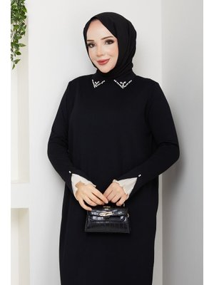 Pamuk Butik Kolu Dantelli Yaka Gömlek Elbise