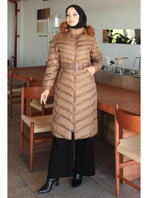 MODAMİHRAM Taba Kapüşonlu Şişme Mont