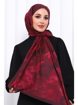 İmaj Butik Mürdüm Desenli Soft Dijital Şal