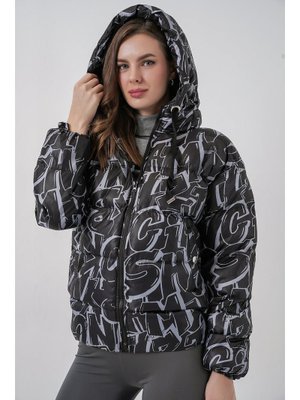 Bigdart Beyaz Desenli Şişme Mont