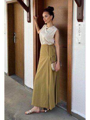 Podyumplus Keten Etek Zeytin