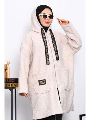 İmaj Butik Taş Kapüşonlu Cep Detaylı Buklet Kaban