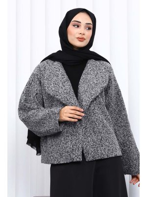 İmaj Butik Antrasit Geniş Yaka Kısa Kaşe Ceket