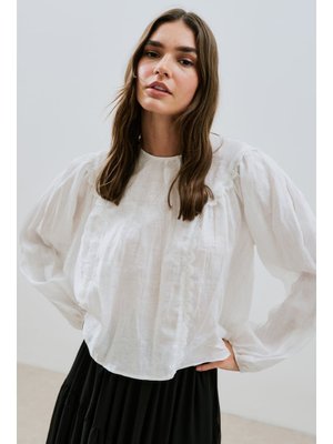 MANUKA Ekru Keten Crush Efektli Bluz
