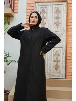 Neways Koyu Haki Kaşe Pardesü