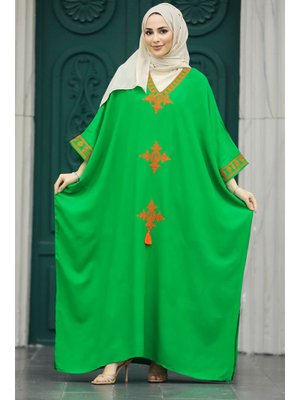 Neva Style Nakış Desenli Yeşil Elbise 41019y