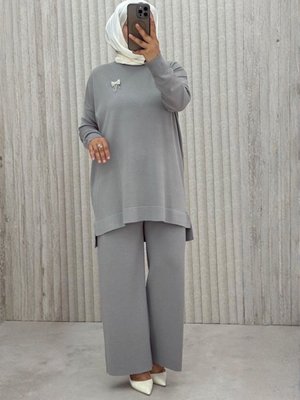 MODANURSEDA Gri Pantolon Takım