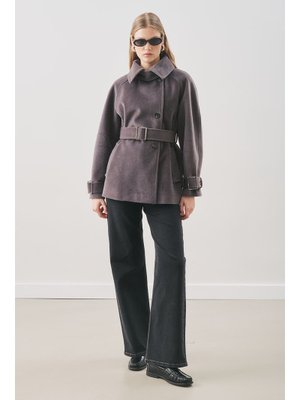 MANUKA Antrasit Premıum Kaşe Geniş Kaban