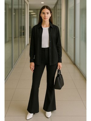 Neva Style İspanyol Paça Siyah Pantolon 1073s