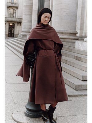 MANUKA Mürdüm Soft Kaşe Atkılı Kaban