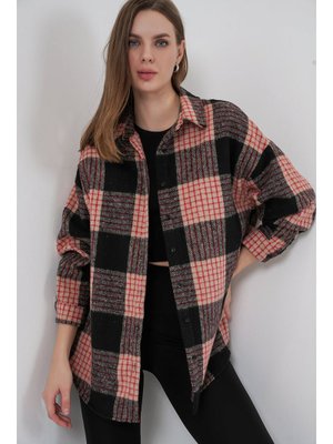 Bigdart Ekose Desen Oversize Oduncu Gömlek A.pudra