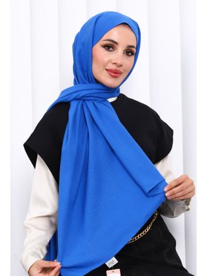 İmaj Butik Saks Mavi Pamuklu Caz Şal