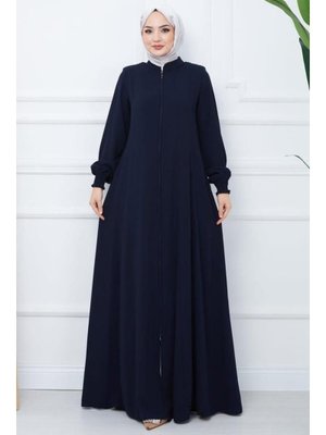 Hafsa Mina Lacivert Parçalı Battal Beden Mevlana Ferace