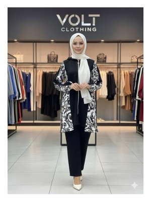 Volt Clothing Siyah Ön Detay Desenli İkili Takım