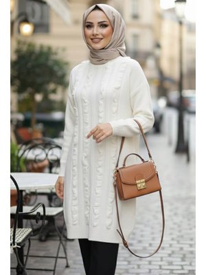 Neva Style Ekru Triko Kazak Tunik 87703e