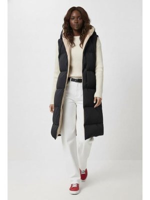 Harmatime butik Siyah Yelek Kapüşonlu Cepli Çift Taraflı Krem