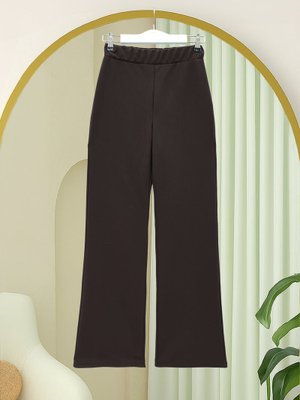 Podyumplus Kahve İthal Kumaş İspanyol Paça Pantolon