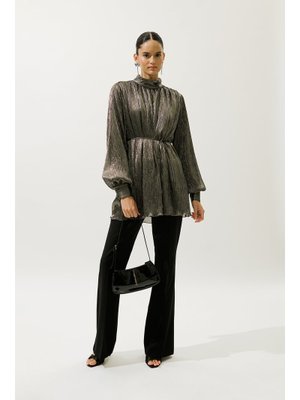 MANUKA Volanlı Işıltılı Tunik Gold