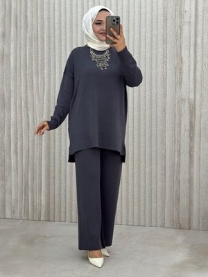 MODANURSEDA Antrasit Pantolon Takım