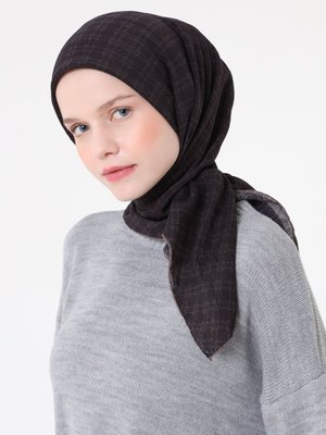 Miray Vizon Fort Eşarp Kutu Desen Siyah