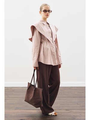 MANUKA Üçgen Fularlı Oversıze Gömlek Soft Pembe