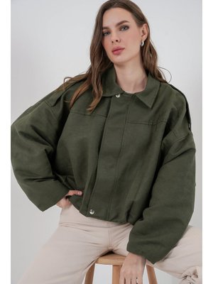 Bigdart A.haki Oversize Süet Ceket