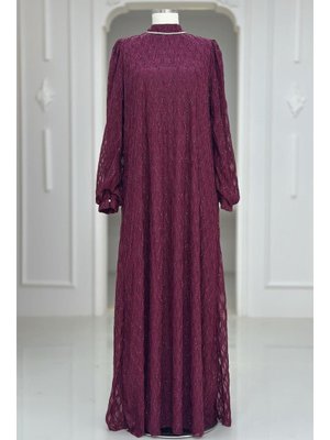 Amine Hüma Bordo Ravza Abiye Elbise