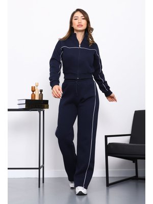 İmaj Butik Lacivert Üç İplik Sweat Hırka Pantolonlu Takım