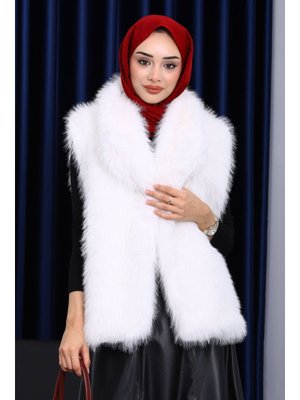 İmaj Butik Ekru Astarlı Kürk Yelek