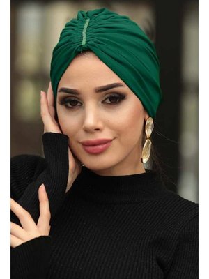 Neva Style Taşlı Yeşil Hazır Bone 7526y