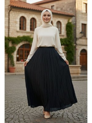 Neva Style Buruşuk Siyah Etek 9225s