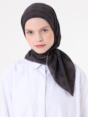 Miray Vizon Fort Eşarp Halka Desen Siyah