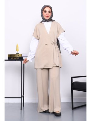 İmaj Butik Taş Yelek Pantolonlu Cupra Modal Takım