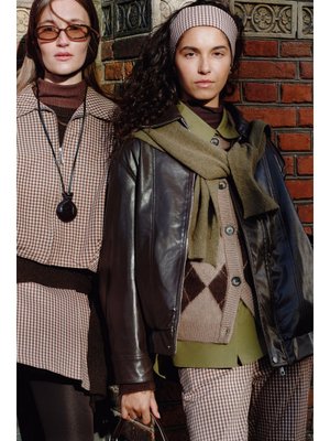 MANUKA Acı Kahve Retro Tarz Oversıze Deri Ceket