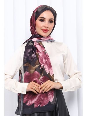 İmaj Butik Gül Kurusu Desenli Soft Dijital Şal
