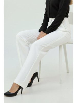 Benguen Beyaz Cepli Palazzo Pantolon