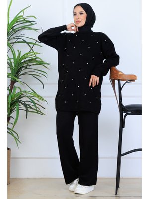 Benguen Siyah Taşlı Triko Takım