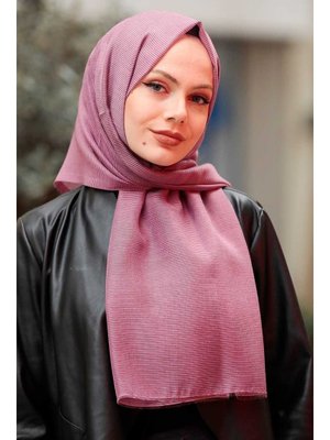 Neva Style Çizgili Gül Kurusu Şal 7547gk