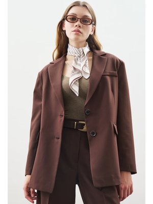 MANUKA Acı Kahve Oversıze Kesim Blazer Ceket