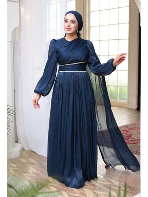 Neva Style Pelerin Detaylı Lacivert 53021l