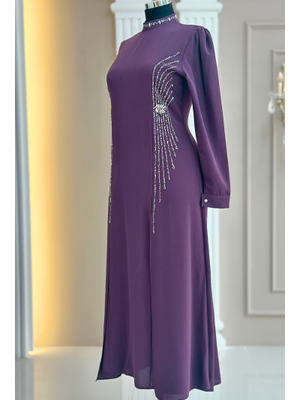 Amine Hüma Duru Abiye Elbise Violet