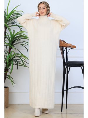 Benguen Taş Rengi Fitilli Triko Elbise